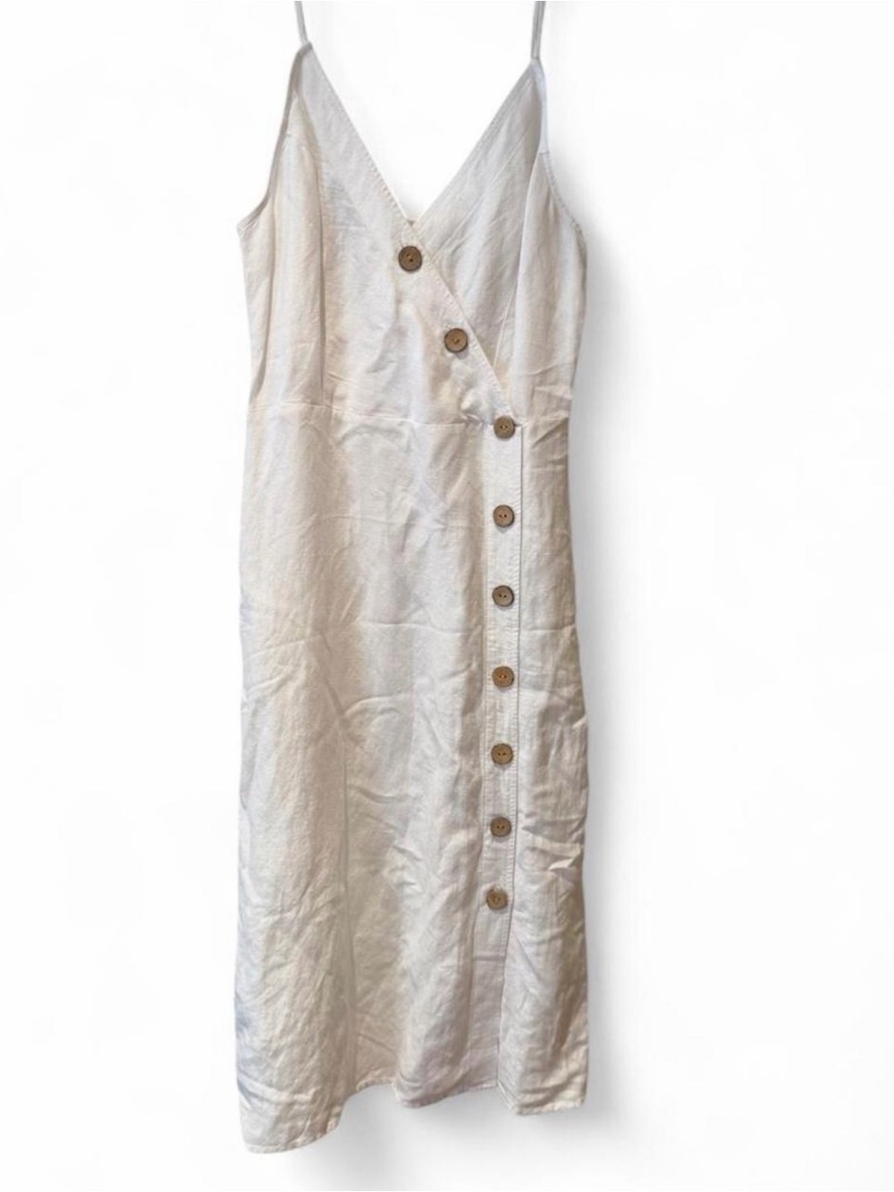 Express Cream Button-Front Midi Slip Dress